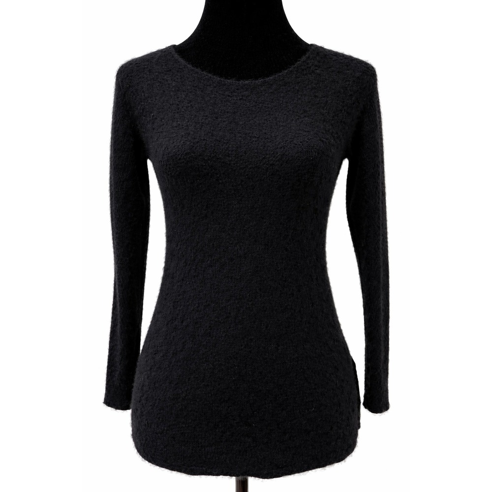 Halogen Womens Pullover Scoop Neck Hi-Low Hem Sweater Size XS Black Cashmere